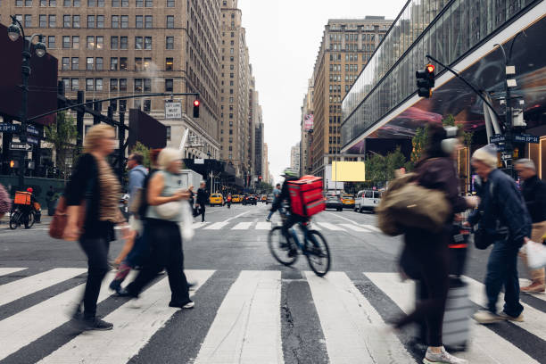 istock Busy crosswalk and road intersection in New York Manhattan 2195316694
