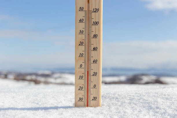 Thermometer with minus ten degrees in the snow