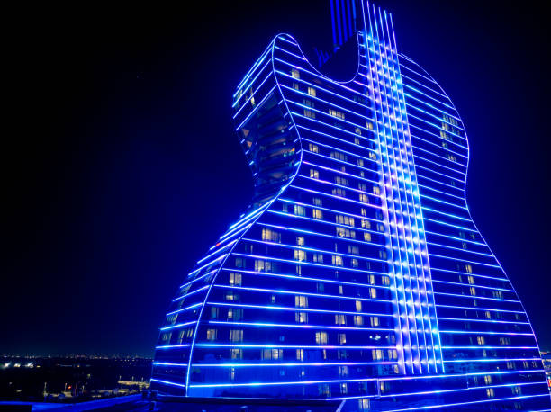 Las Vegas, Nevada - April 13, 2024: Illuminated Las Vegas Strip showcasing iconic hotels and casinos under night sky.