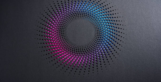 istock Abstract Gradient Circular Cut Paper Design with Vibrant Pink and Blue Lighting Accents 2195322916