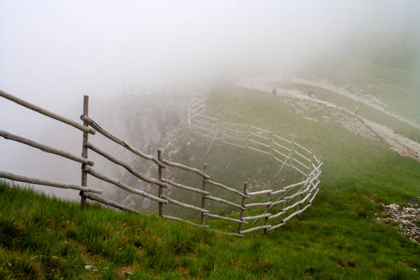 Part of the path to the summit. The fence protects tourists from the dangerous part of the mountain