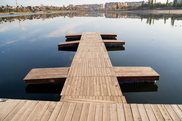 istock A wooden dock is leading into a lake 2195328510