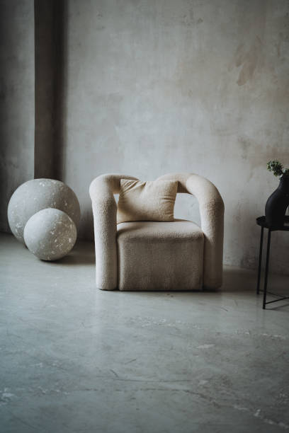istock Discover a modern armchair with organic shapes that complement a minimalist aesthetic, creating a peaceful and harmonious atmosphere 2195328567