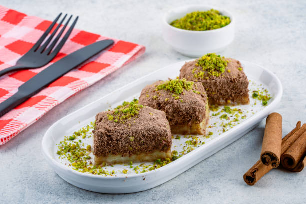 istock Turkish dessert cold baklava on white background 2195328818