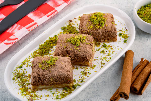 istock Turkish dessert cold baklava on white background 2195328933