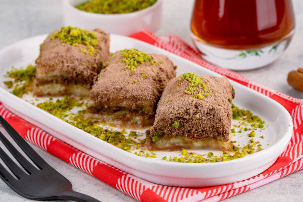 istock Turkish dessert cold baklava on white background 2195328992
