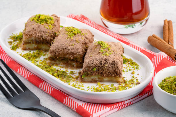istock Turkish dessert cold baklava on white background 2195329319