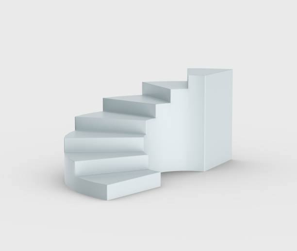 istock Modern white staircase with sleek curved design, perfect for architectural concepts and creative displays. 3d illustration 2195329326