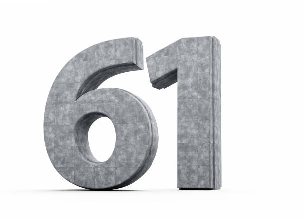 istock Concrete Number Sixty One 61 Digit Made Of Grey Concrete Stone White Background 3d Illustration 2195329639