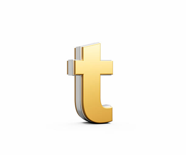 Shiny Golden Small Letter t Gleams With Its Sleek Modern Design With Sharp Edges 3D Illustration