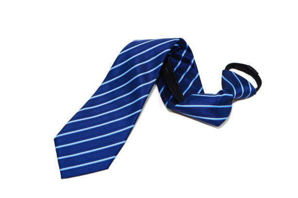 istock Striped pattern zipper necktie folded isolated on white background close-up view 2195332877