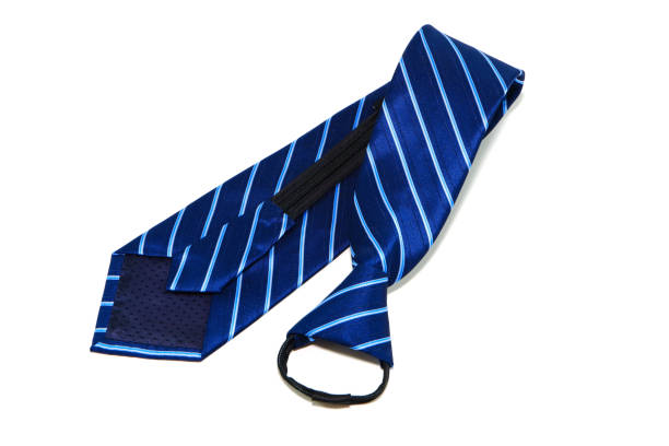 istock Striped pattern zipper necktie folded isolated on white background close-up view 2195332880