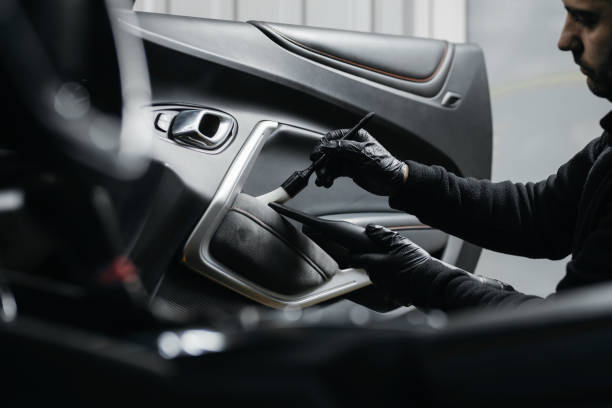 istock Car interior cleaning. Car detailing 2195333700
