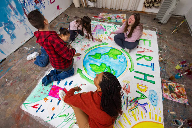istock Vibrant Earth Day Poster in the Making 2195337088