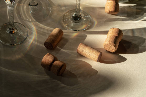 istock Different glasses for wine, cocktails, drinks, long sun shadow on a light beige background. The concept of wine tasting or summer vacation 2195337999