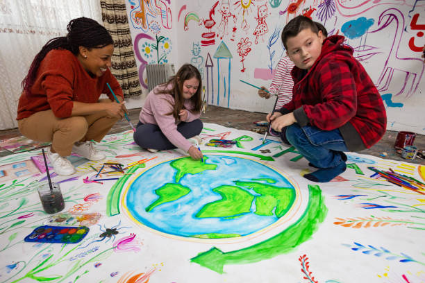 istock Earth Day Poster with Kids 2195338815