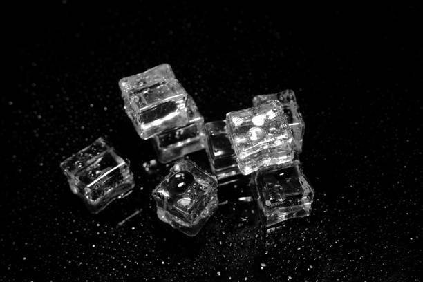 istock Ice cubes are on black background close-up view 2195339840