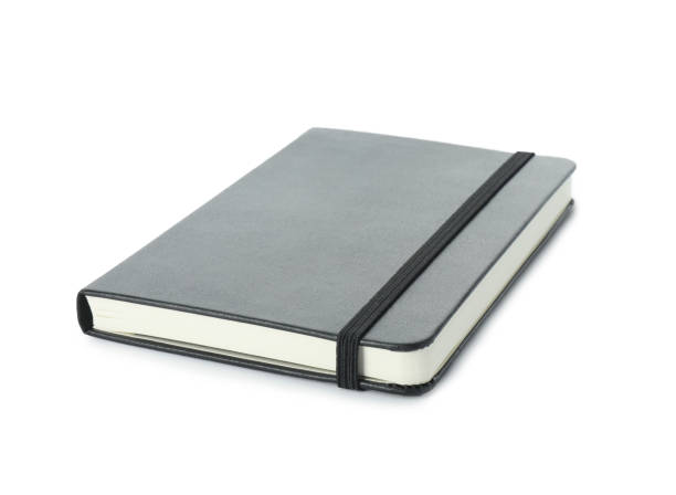 istock Closed notebook with blank black cover isolated on white 2195349863