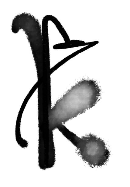 istock Letter Alphabet K custom logo branding brand decor concept calligraphy font handwritten bold ink acrylic watercolor black shape type illustration lettering 2195350022