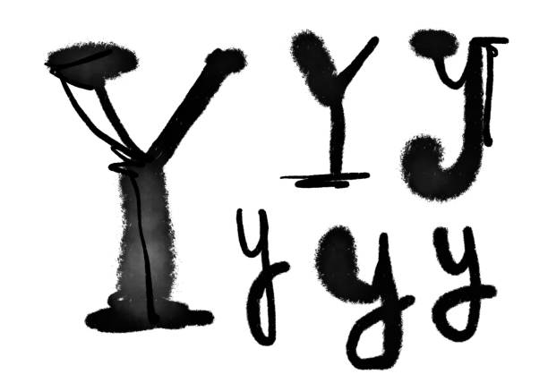 istock Letter Y Alphabet custom logo branding brand decor concept calligraphy font handwritten bold ink acrylic watercolor black shape type illustration lettering 2195350208
