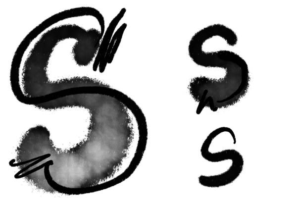 istock Letter S Alphabet custom logo branding brand decor concept calligraphy font handwritten bold ink acrylic watercolor black shape type illustration lettering 2195350289
