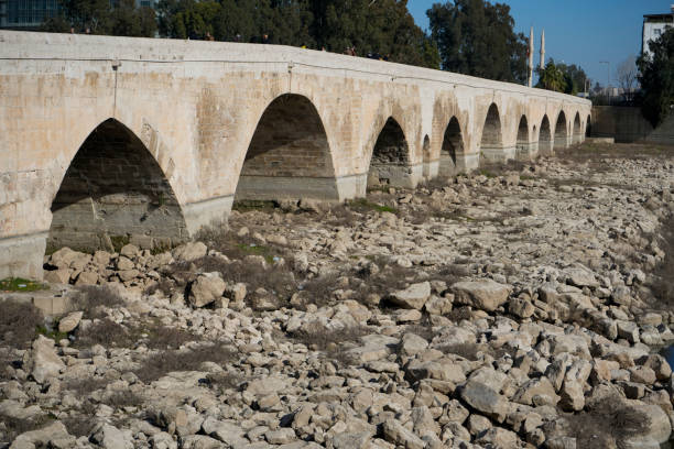 Adana-Türkiye 21.01.2025 Historical stone bridge in the seyhan adana
