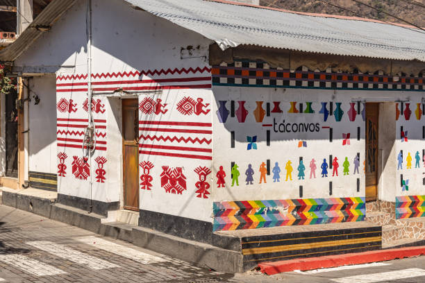San Juan La Laguna, Solola, Guatemala. March 12, 2024. Mural on a small school in Guatemala.