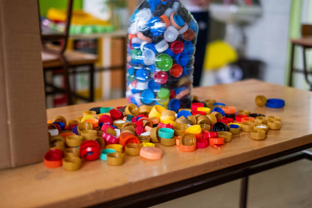 recycling plastic free planet corks on the table