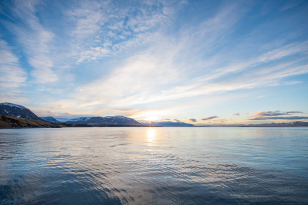 Sunset in Hofsos in north Iceland