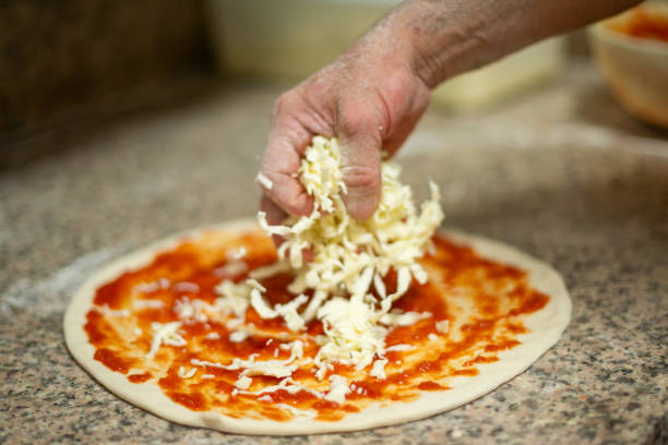 Adding Mozzarella to the Pizza