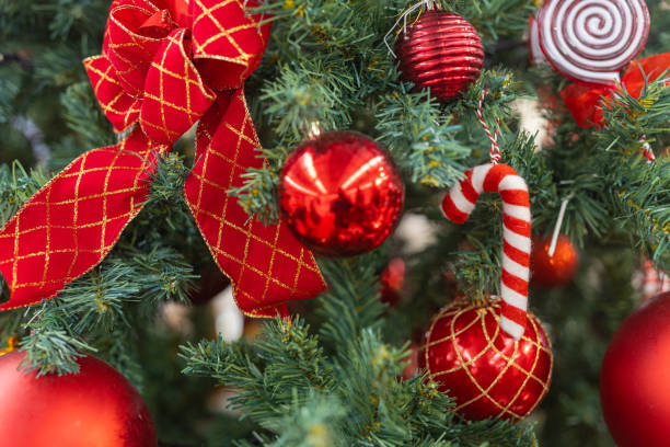 istock Close up Christmas tree decorated with toys 2195376228