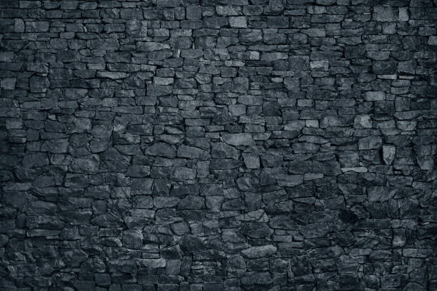 Black dark dusty silver grey blue white background. Stone wall surface texture. For design.