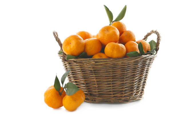 istock fresh orange color tangerines on a white background 2195379552