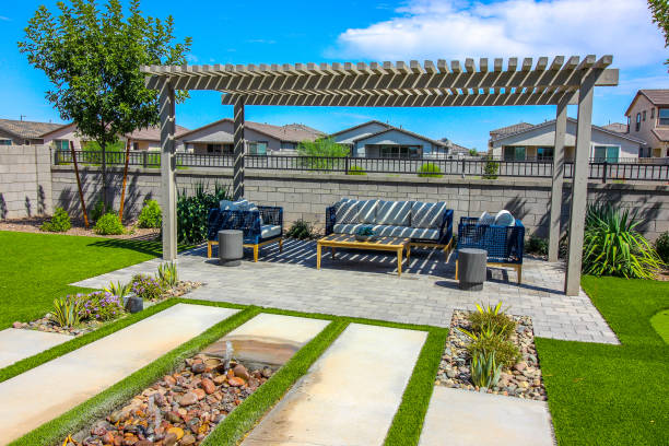 istock Back Yard Pergola With Patio Furniture 2195381264