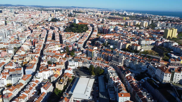 istock lisbon cityscape aerial vire drone, river tagus 2195388323