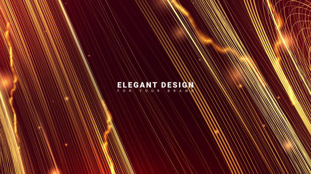 istock Elegant golden streaks on a dark red background decorated with glow and bokeh effects. 2195391388