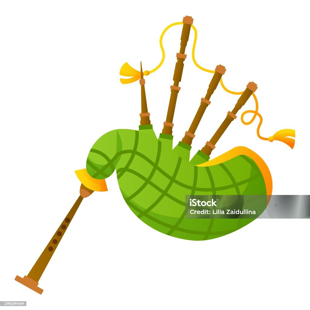 Bagpipe Pattern The Musical Instrument Is A Bagpipe A Green Bagpipe With A Checkered ...