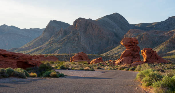 The entrance to the Valley of Fire State Park at dawn.