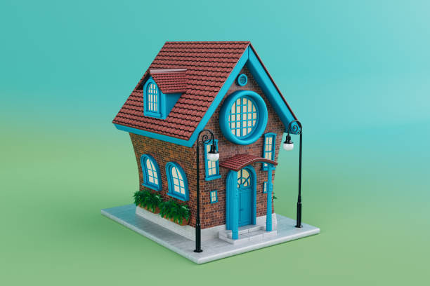 istock Cute Cartoon Stylized Red Brick House. 3d Rendering 2195397446