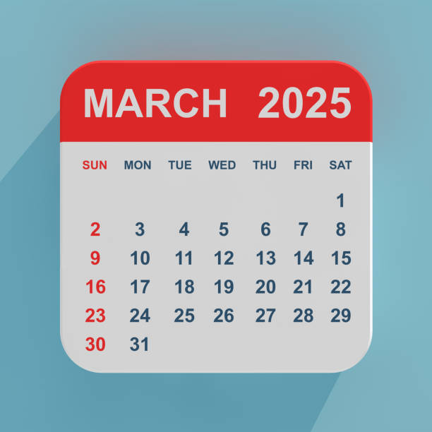istock Flat Icon Calendar March 2025. 3d Rendering 2195397479