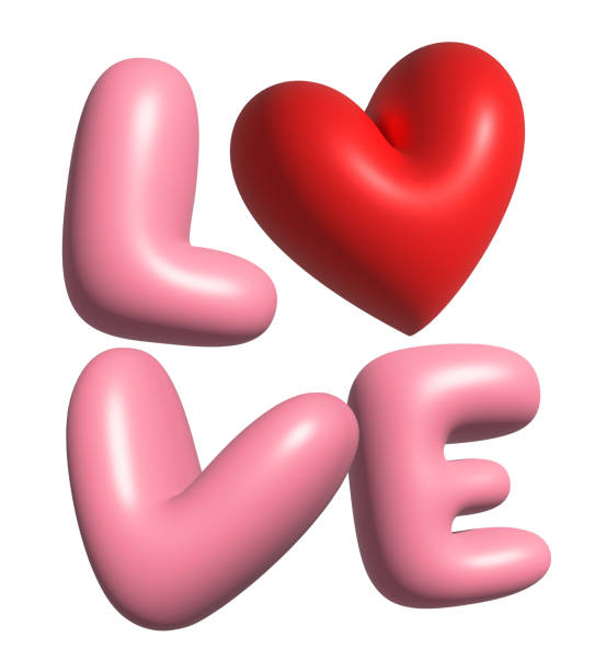 istock 3d love text design with heart. 2195401527