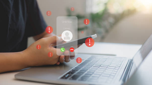 istock unknown scam alert call notification. Smartphones with incoming calls from unknown numbers, spam, prank callers, hoax persons, fake identity, scammers, hackers, call centers, crime, calls, fraud. 2195407825