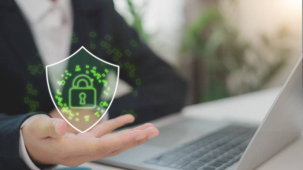 istock Businessmen with a digital shield and lock icon, representing mobile data protection and secure authentication. Cybersecurity and digital data protection. 2195407830