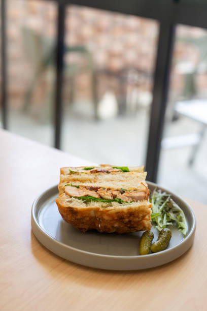 istock Breakfast Delight: Chicken Cutlet Panini with Fresh Salad 2195408381