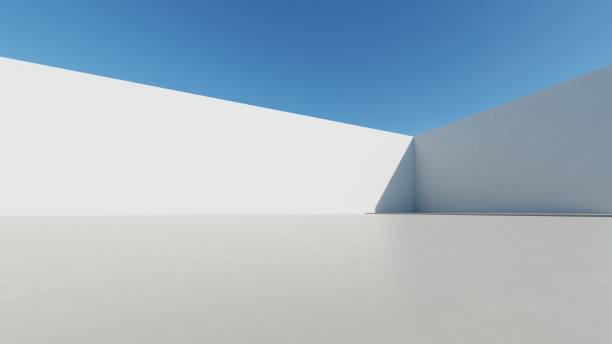istock 3d render of abstract modern architecture with empty cement floor, minimal exterior, car presentation background 2195411462