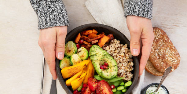 istock Gourmet and nutritious vegan meal. Healthy eating concept 2195412942