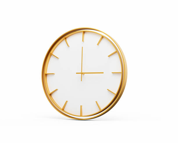 istock Minimalistic Golden Frame Wall Clock 03:00 Three O'Clock 3:00 For Modern Interiors 3D Illustration 2195414148