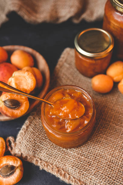 istock Jar of organic craft apricot jam 2195415326