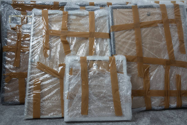 Packaged Paintings Wrapped in bubble pack and Tape