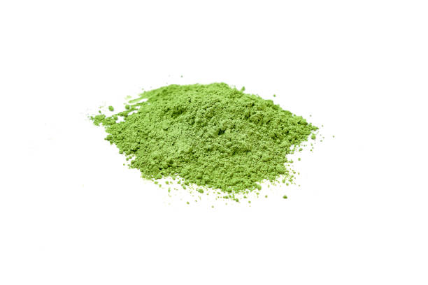 istock Heap of Green tea powder scattered isolated on white background. 2195425439
